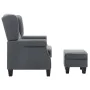 Sillón con taburete reposapiés tela gris claro de vidaXL, Sillones - Ref: Foro24-320151, Precio: 302,16 €, Descuento: %