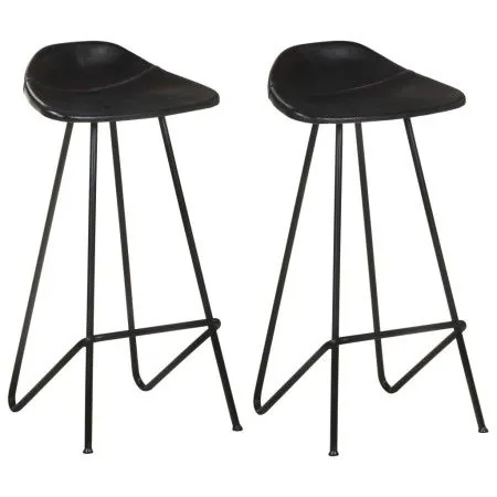 Taburetes de cocina 2 unidades cuero auténtico negro de vidaXL, Taburetes de cocina - Ref: Foro24-320641, Precio: 145,55 €, D...