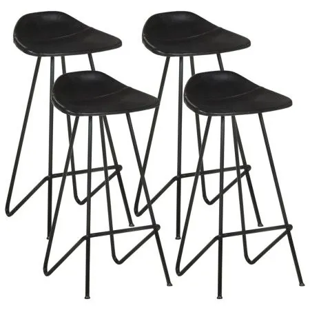 Taburetes de cocina 4 unidades cuero auténtico negro de vidaXL, Taburetes de cocina - Ref: Foro24-320642, Precio: 215,62 €, D...