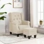 Sillón con taburete reposapiés de tela crema de vidaXL, Sillones - Ref: Foro24-320160, Precio: 253,25 €, Descuento: %