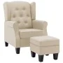 Sillón con taburete reposapiés de tela crema de vidaXL, Sillones - Ref: Foro24-320160, Precio: 253,25 €, Descuento: %