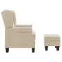 Sillón con taburete reposapiés de tela crema de vidaXL, Sillones - Ref: Foro24-320160, Precio: 253,25 €, Descuento: %