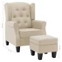 Sillón con taburete reposapiés de tela crema de vidaXL, Sillones - Ref: Foro24-320160, Precio: 253,25 €, Descuento: %