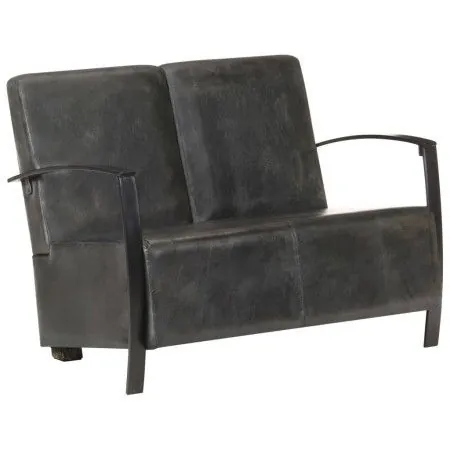 Aged gray genuine leather 2-seater sofa by vidaXL, Armchairs - Ref: Foro24-321866, Price: 366,24 €, Discount: %