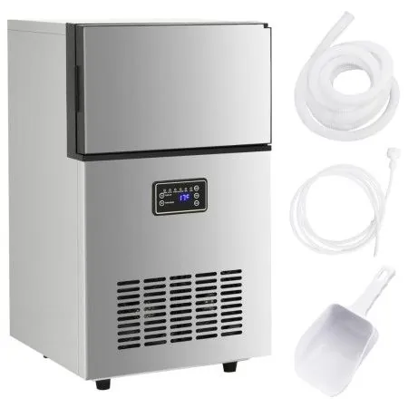 Máquina de hacer cubitos de hielo plateada 45 kg/24 h de vidaXL, Máquinas de hielo - Ref: Foro24-153682, Precio: 398,42 €, De...