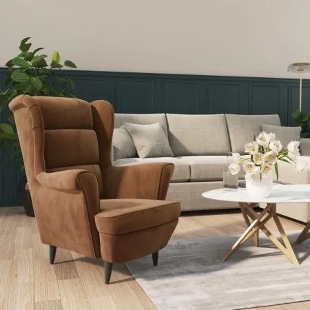 Sillón de terciopelo marrón de vidaXL, Sillones - Ref: Foro24-324067, Precio: 200,68 €, Descuento: %