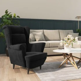 Sillón de terciopelo negro de vidaXL, Sillones - Ref: Foro24-324065, Precio: 200,75 €, Descuento: %
