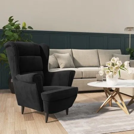 Sillón de terciopelo negro de vidaXL, Sillones - Ref: Foro24-324065, Precio: 200,75 €, Descuento: %