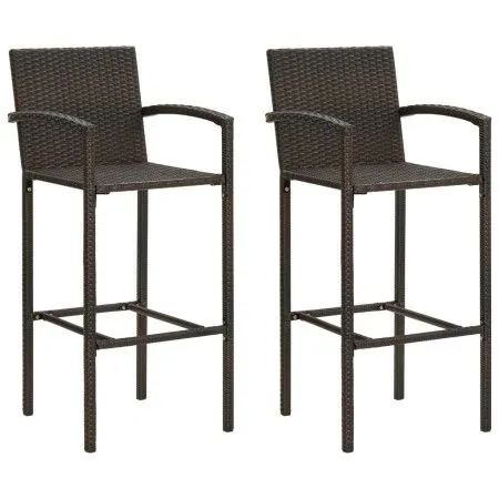 Taburetes de cocina 2 unidades ratán sintético marrón de vidaXL, Sillas de jardín - Ref: Foro24-313451, Precio: 99,89 €, Desc...