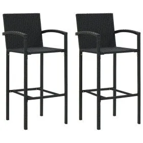 Küchenhocker 2 Einheiten aus schwarzem synthetischem Rattan von vidaXL, Gartenstühle - Ref: Foro24-313452, Preis: 161,35 €, R...