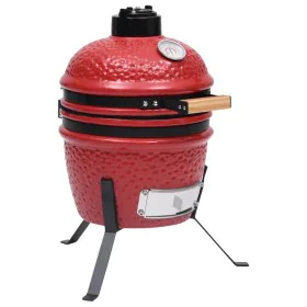 2 in 1 Red Ceramic Kamado Smoker Barbecue 56 cm by vidaXL, Barbecues - Ref: Foro24-316095, Price: 234,98 €, Discount: %