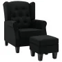 Sillón con taburete reposapiés de tela negro de vidaXL, Sillones - Ref: Foro24-320153, Precio: 285,27 €, Descuento: %