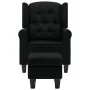 Sillón con taburete reposapiés de tela negro de vidaXL, Sillones - Ref: Foro24-320153, Precio: 285,27 €, Descuento: %