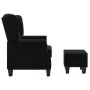 Sillón con taburete reposapiés de tela negro de vidaXL, Sillones - Ref: Foro24-320153, Precio: 285,27 €, Descuento: %