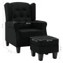 Sillón con taburete reposapiés de tela negro de vidaXL, Sillones - Ref: Foro24-320153, Precio: 285,27 €, Descuento: %