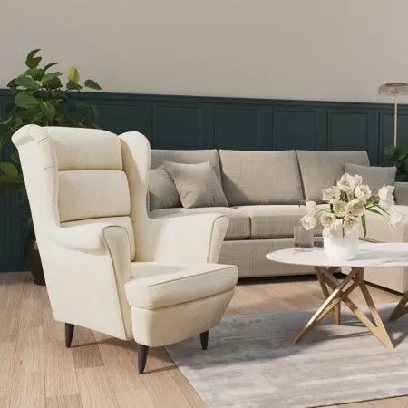 Sillón de terciopelo blanco crema de vidaXL, Sillones - Ref: Foro24-324068, Precio: 218,91 €, Descuento: %