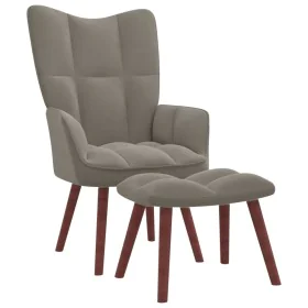 Sillón de relax con taburete de terciopelo gris claro de vidaXL, Sillones - Ref: Foro24-328062, Precio: 126,43 €, Descuento: %