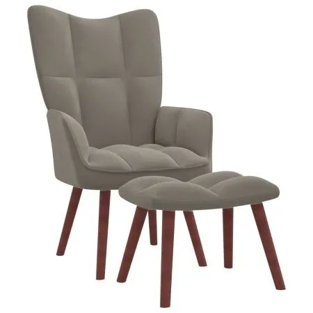 Light gray velvet recliner chair with footstool by vidaXL, Armchairs - Ref: Foro24-328062, Price: 126,43 €, Discount: %