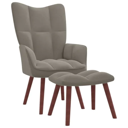 Sillón de relax con taburete de terciopelo gris claro de vidaXL, Sillones - Ref: Foro24-328062, Precio: 126,43 €, Descuento: %