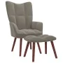 Sillón de relax con taburete de terciopelo gris claro de vidaXL, Sillones - Ref: Foro24-328062, Precio: 126,43 €, Descuento: %