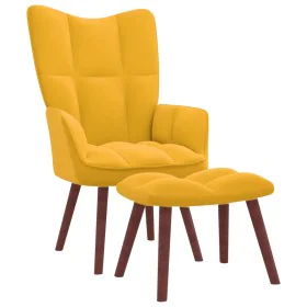 Sillón de relax con taburete terciopelo amarillo mostaza de vidaXL, Sillones - Ref: Foro24-328069, Precio: 124,18 €, Descuent...