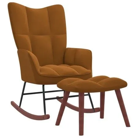 Brown velvet rocking chair with footrest by vidaXL, Rocking chairs - Ref: Foro24-328158, Price: 179,35 €, Discount: %