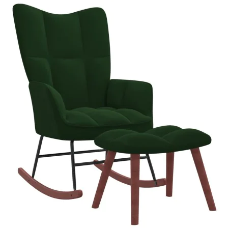 Silla mecedora con reposapiés terciopelo verde oscuro by vidaXL, Rocking chairs - Ref: Foro24-328152, Price: 176,61 €, Discou...