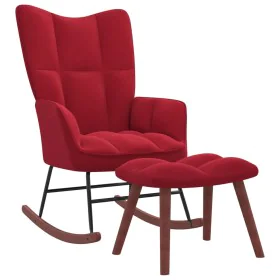 Silla mecedora con reposapiés terciopelo rojo tinto de vidaXL, Mecedoras - Ref: Foro24-328155, Precio: 133,46 €, Descuento: %