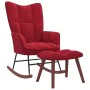 Silla mecedora con reposapiés terciopelo rojo tinto de vidaXL, Mecedoras - Ref: Foro24-328155, Precio: 133,46 €, Descuento: %
