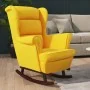Silla mecedora patas de madera de caucho terciopelo amarillo de vidaXL, Mecedoras - Ref: Foro24-329370, Precio: 199,55 €, Des...