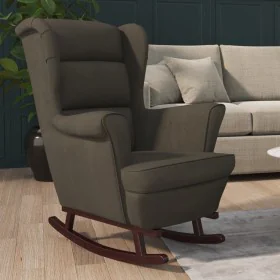Silla mecedora patas de madera de caucho terciopelo gris oscuro de vidaXL, Mecedoras - Ref: Foro24-329364, Precio: 218,84 €, ...