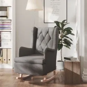 Armchair with solid wood rocking legs, rubber, light gray fabric. by vidaXL, Armchairs - Ref: Foro24-329405, Price: 200,04 €,...