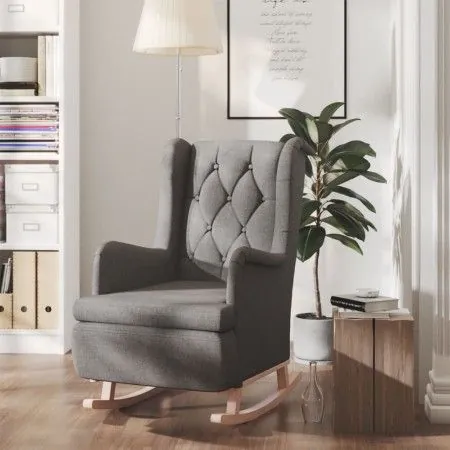 Armchair with solid wood rocking legs, rubber, light gray fabric. by vidaXL, Armchairs - Ref: Foro24-329405, Price: 200,04 €,...