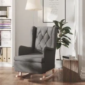 Armchair with rocking legs, rubber wood, dark gray fabric by vidaXL, Armchairs - Ref: Foro24-329406, Price: 201,30 €, Discoun...