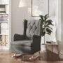 Sillón con patas mecedoras madera de caucho tela gris oscuro de vidaXL, Sillones - Ref: Foro24-329406, Precio: 201,30 €, Desc...