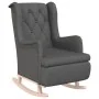 Sillón con patas mecedoras madera de caucho tela gris oscuro de vidaXL, Sillones - Ref: Foro24-329406, Precio: 201,30 €, Desc...
