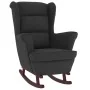Silla mecedora con patas de madera de caucho terciopelo negro de vidaXL, Mecedoras - Ref: Foro24-329369, Precio: 233,63 €, De...