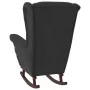 Silla mecedora con patas de madera de caucho terciopelo negro de vidaXL, Mecedoras - Ref: Foro24-329369, Precio: 233,63 €, De...