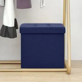 Blue synthetic linen folding storage stool by vidaXL, Folding stools and chairs - Ref: Foro24-338767, Price: 25,76 €, Discoun...