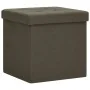 Klappbarer Hocker mit Aufbewahrung aus dunkelbraunem synthetischem Leinen von vidaXL, Klapphocker und Stühle - Ref: Foro24-33...