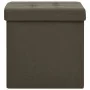 Klappbarer Hocker mit Aufbewahrung aus dunkelbraunem synthetischem Leinen von vidaXL, Klapphocker und Stühle - Ref: Foro24-33...