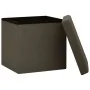 Klappbarer Hocker mit Aufbewahrung aus dunkelbraunem synthetischem Leinen von vidaXL, Klapphocker und Stühle - Ref: Foro24-33...