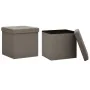 Folding storage stool 2 pcs taupe gray synthetic linen by vidaXL, Folding stools and chairs - Ref: Foro24-338778, Price: 38,5...