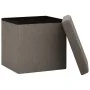 Folding storage stool 2 pcs taupe gray synthetic linen by vidaXL, Folding stools and chairs - Ref: Foro24-338778, Price: 38,5...