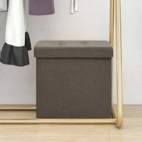 Brown synthetic linen folding storage stool by vidaXL, Folding stools and chairs - Ref: Foro24-338765, Price: 23,37 €, Discou...