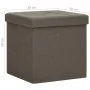 Taburete con almacenaje plegable lino sintético marrón de vidaXL, Taburetes y sillas plegables - Ref: Foro24-338765, Precio: ...