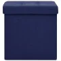 Taburetes de almacenaje plegables 2 uds lino sintético azul de vidaXL, Taburetes y sillas plegables - Ref: Foro24-338776, Pre...