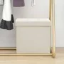 Folding storage stool in cream white synthetic linen by vidaXL, Folding stools and chairs - Ref: Foro24-338764, Price: 25,88 ...