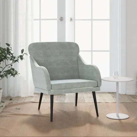 Hellgrauer Samtsessel 63x76x80 cm von vidaXL, Sessel - Ref: Foro24-351436, Preis: 84,24 €, Rabatt: %