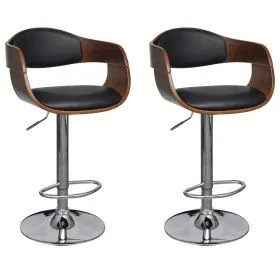 Kitchen stools 2 pcs synthetic leather curved wood black by vidaXL, Kitchen stools - Ref: Foro24-3052716, Price: 269,10 €, Di...